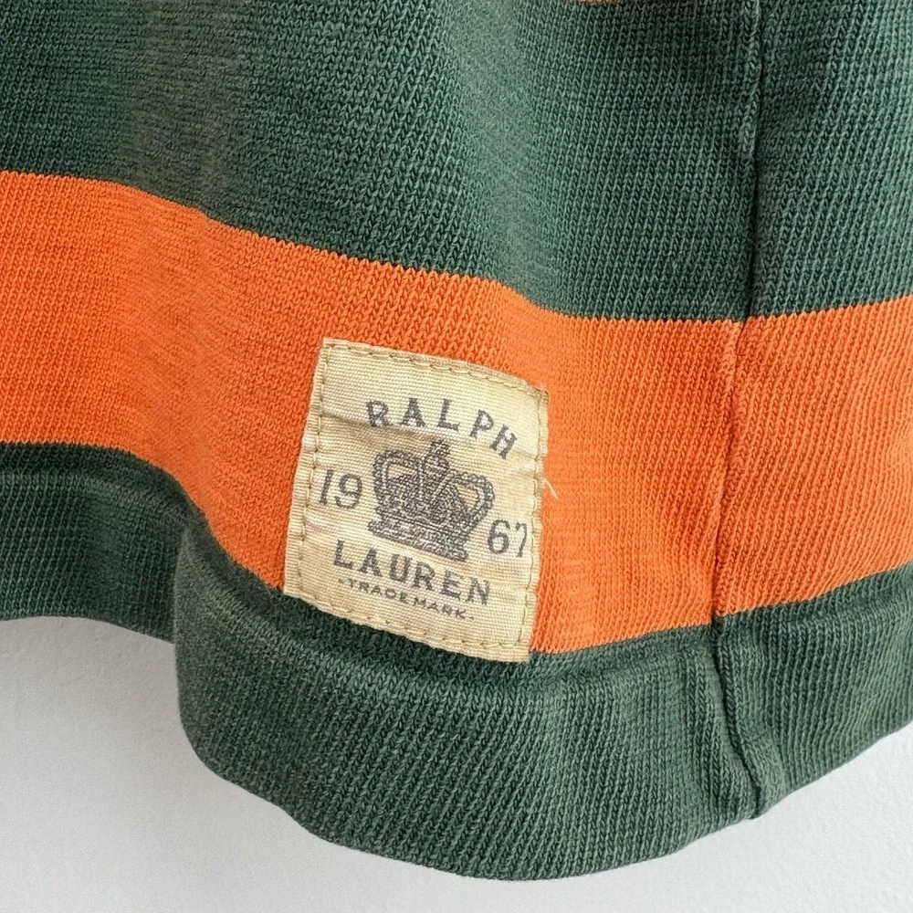 VTG Polo Ralph Lauren Rugby Polo Shirt Mens XXL Orange Green 2nd Battalion Y2K